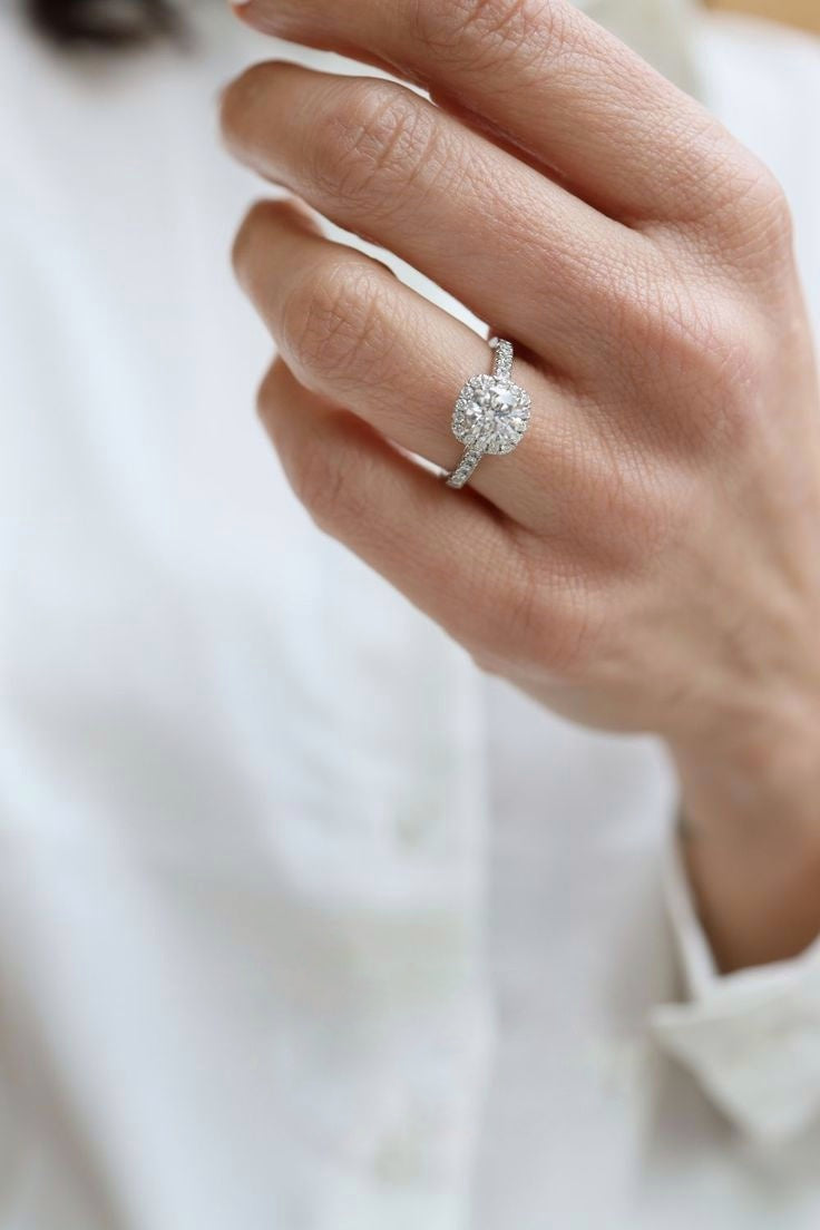 Cushion Cut Zircon Diamond Ring