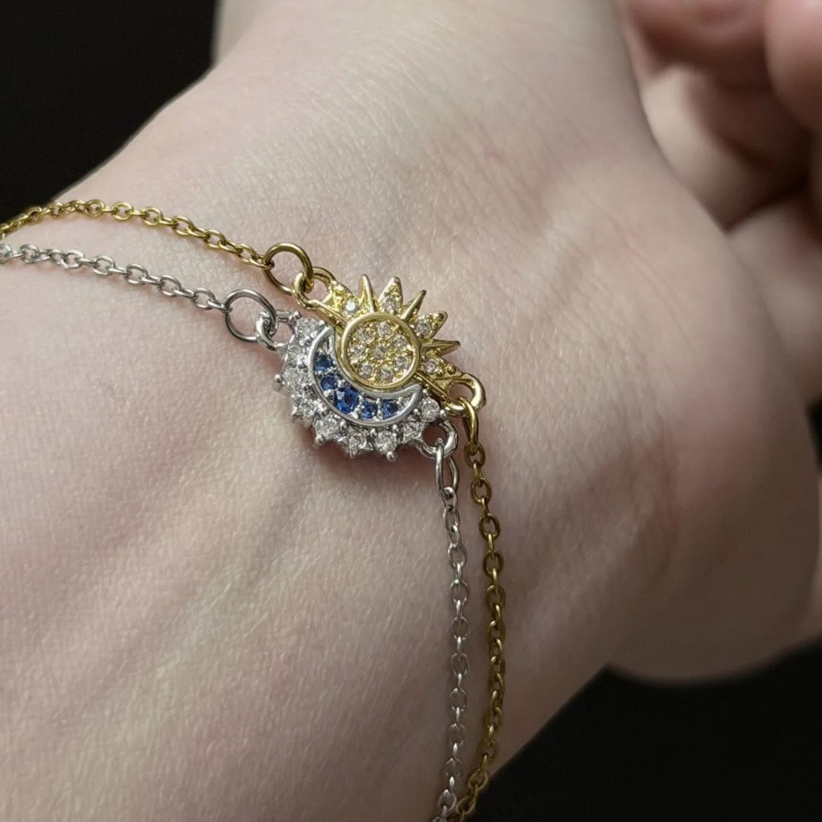 Sun & Moon Dual Chain Bracelet