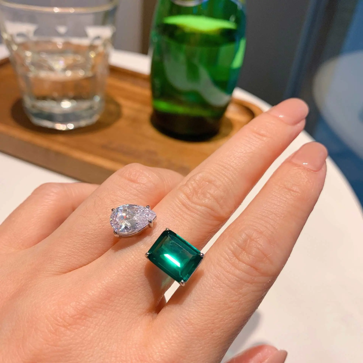 Stunning Rup Diamond Dual Stone Ring