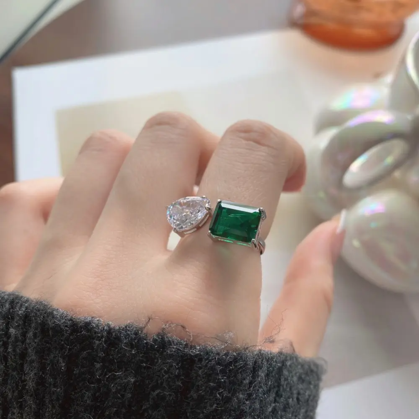 Stunning Rup Diamond Dual Stone Ring