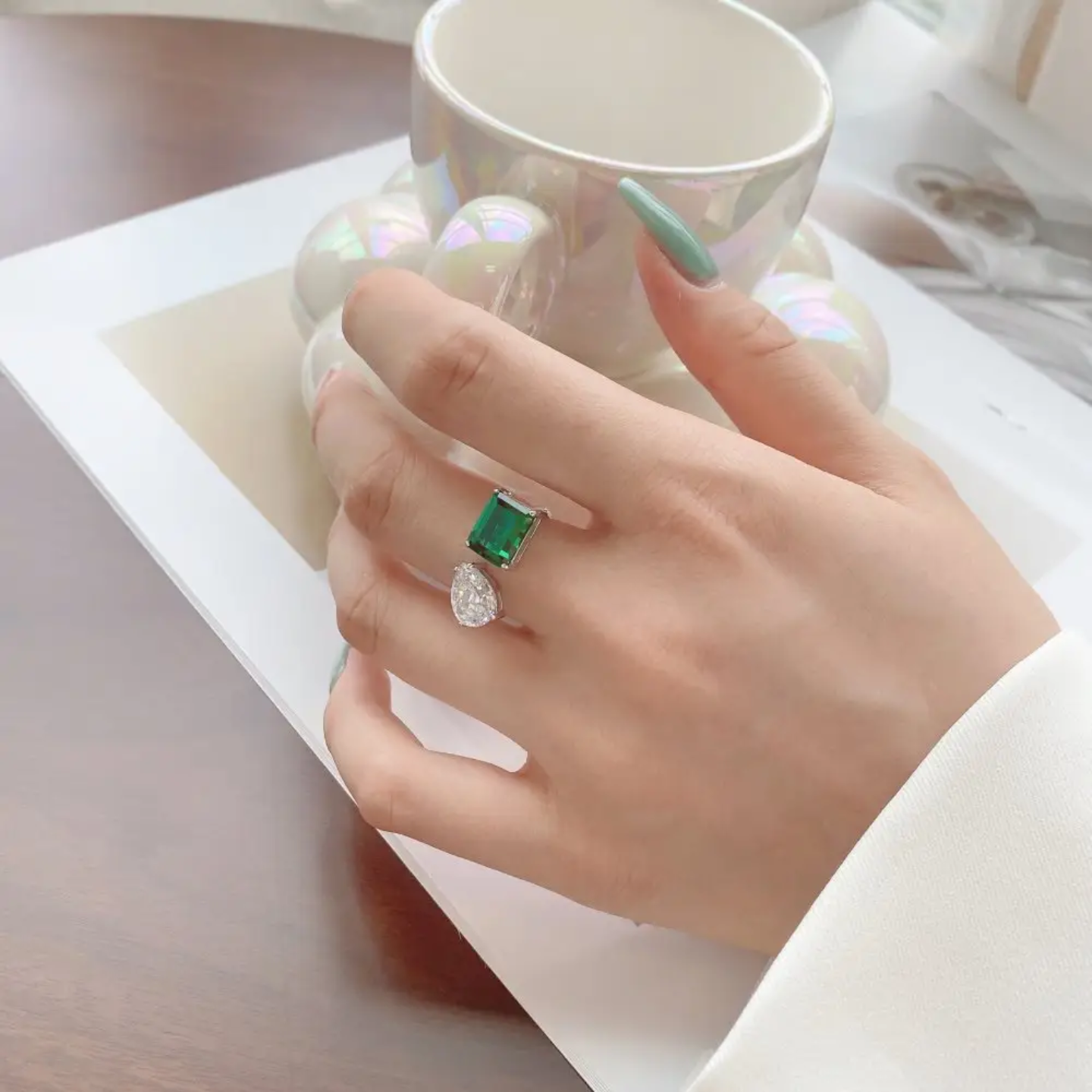 Stunning Rup Diamond Dual Stone Ring