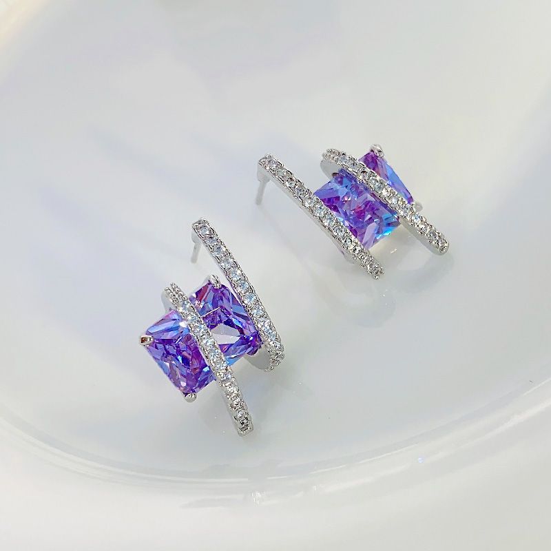 Purple Zircon Diamond Studs