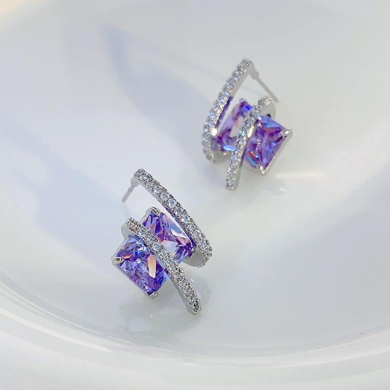 Purple Zircon Diamond Studs