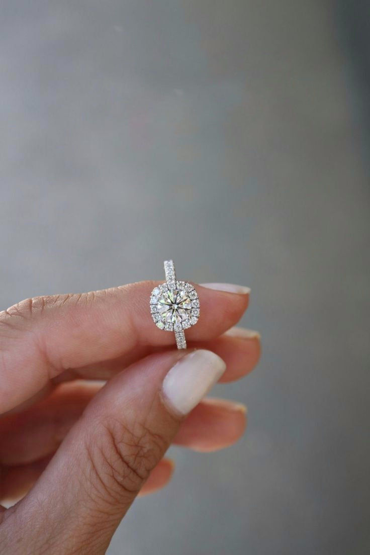 Cushion Cut Zircon Diamond Ring