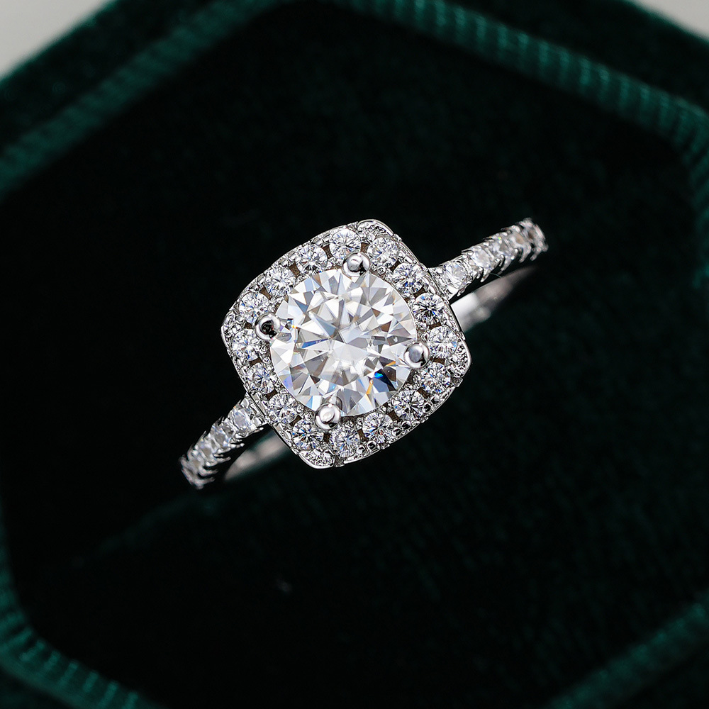 Cushion Cut Zircon Diamond Ring