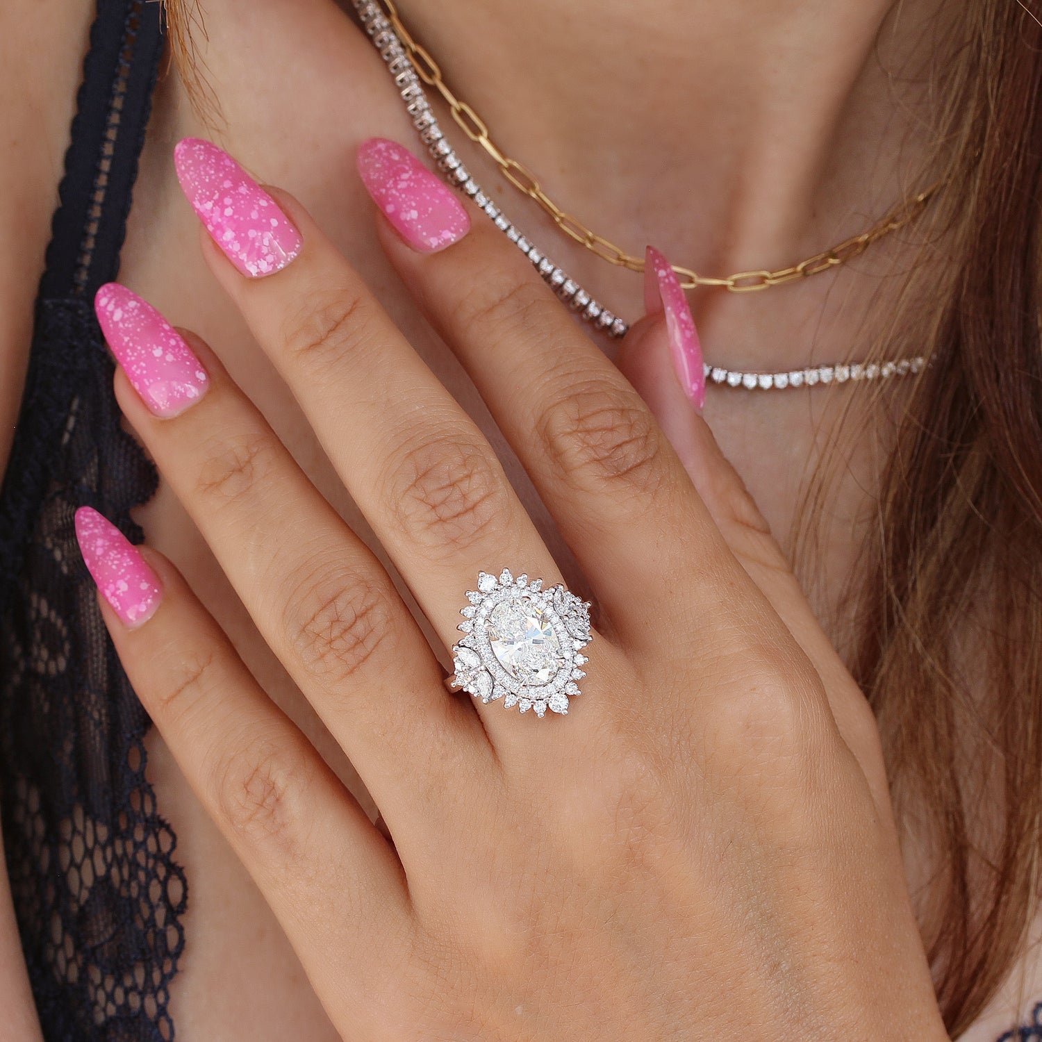 Rup Diamond Oval Halo 2.0ct Engagement Ring