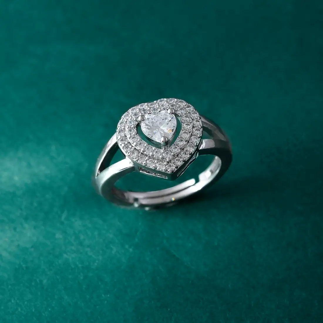 Heart zircon diamond ring