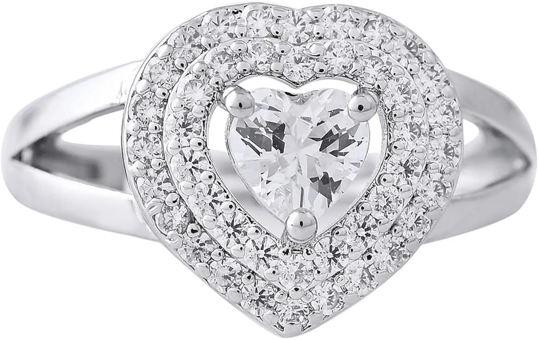 Heart zircon diamond ring