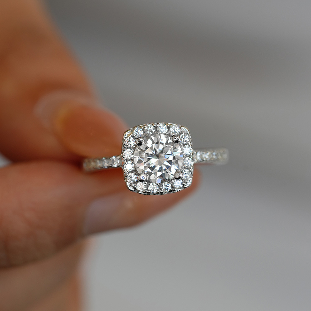 Cushion Cut Zircon Diamond Ring