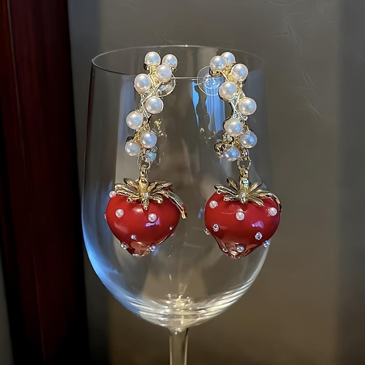 Strawberry Pearl Earrings 🍓✨