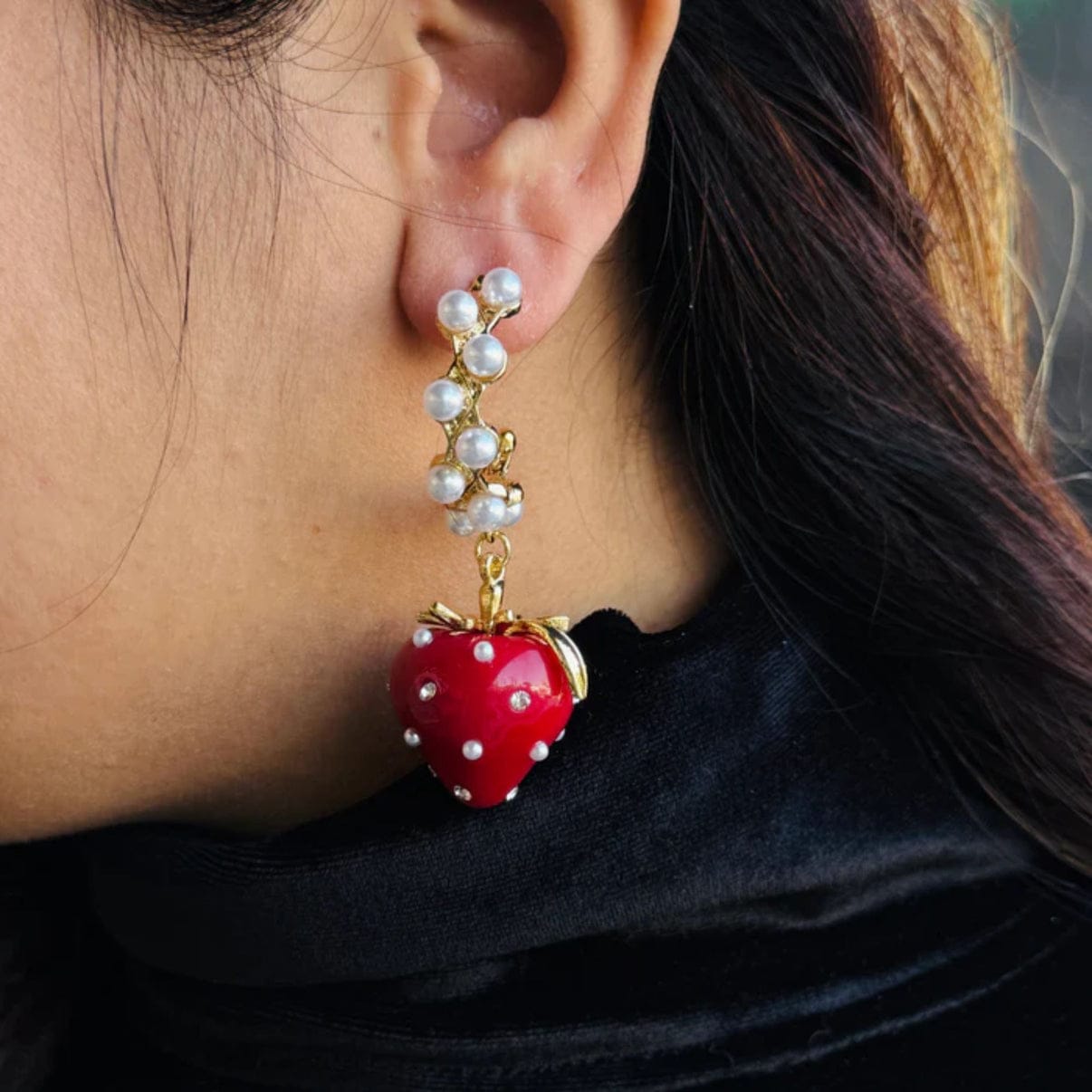 Strawberry Pearl Earrings 🍓✨