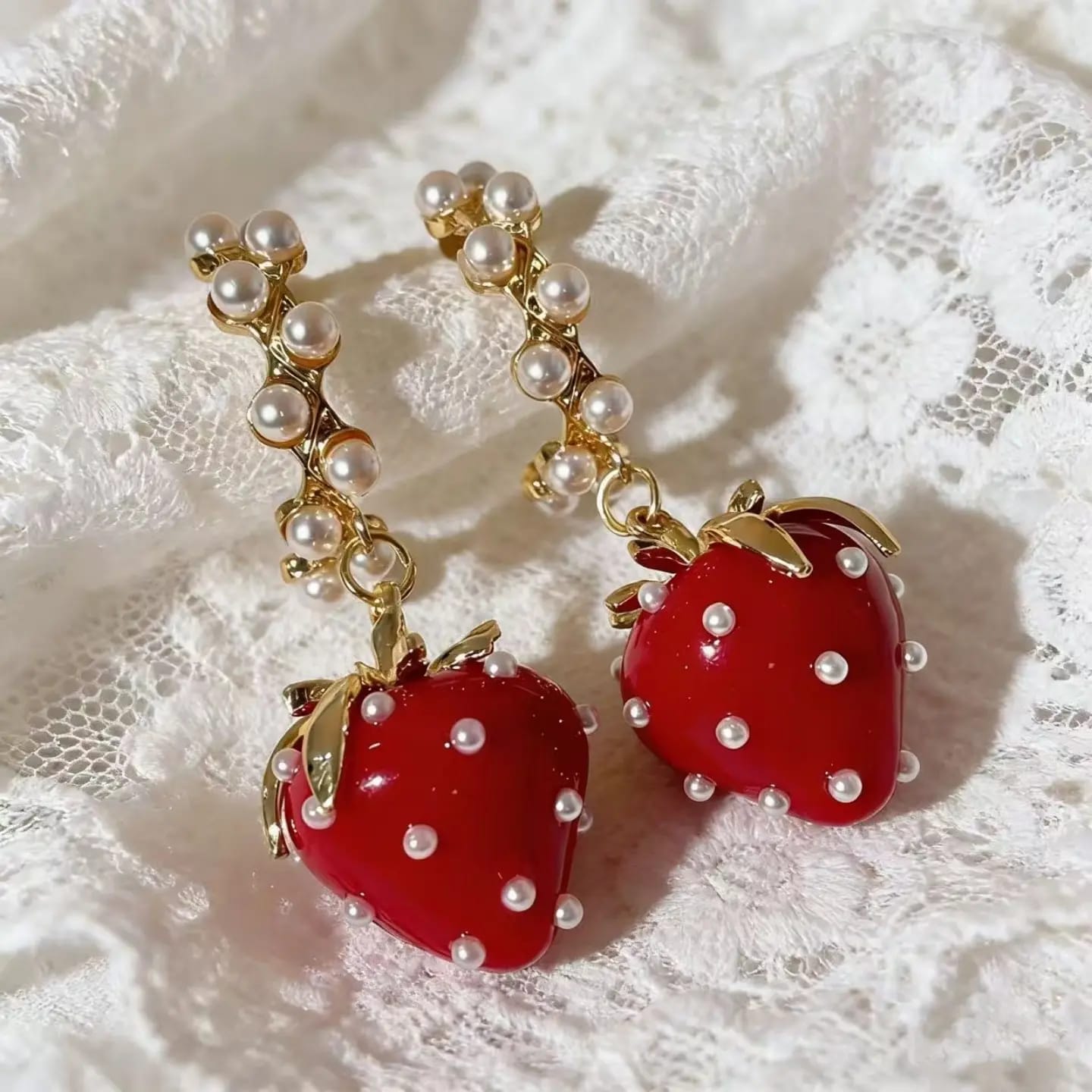 Strawberry Pearl Earrings 🍓✨