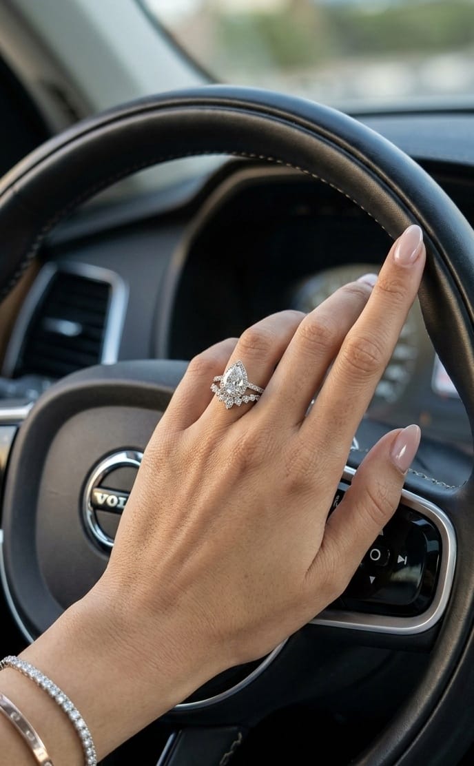 Tear drop diamond ring (Adjustable)
