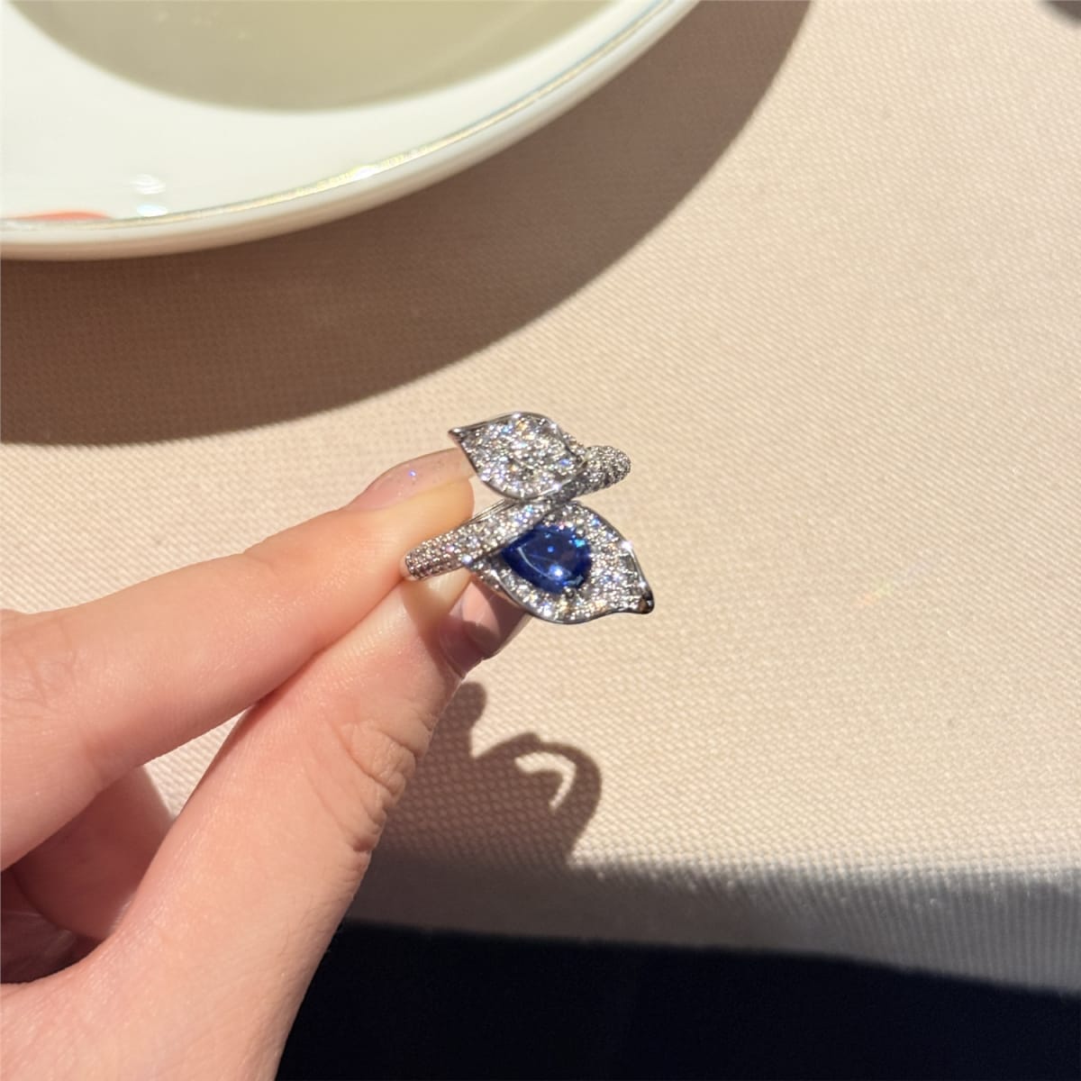 Sapphire Iced Crust Zircon Diamond Ring | Rup Diamond