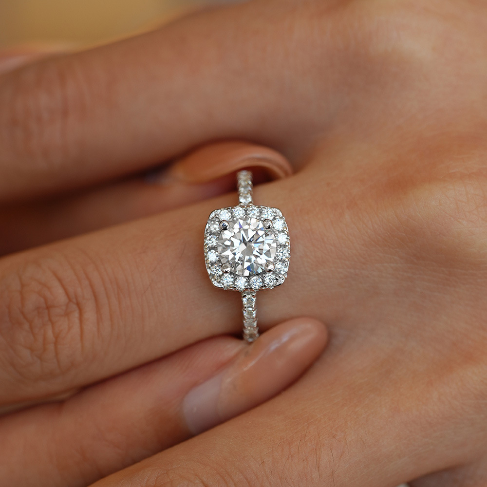 Cushion Cut Zircon Diamond Ring