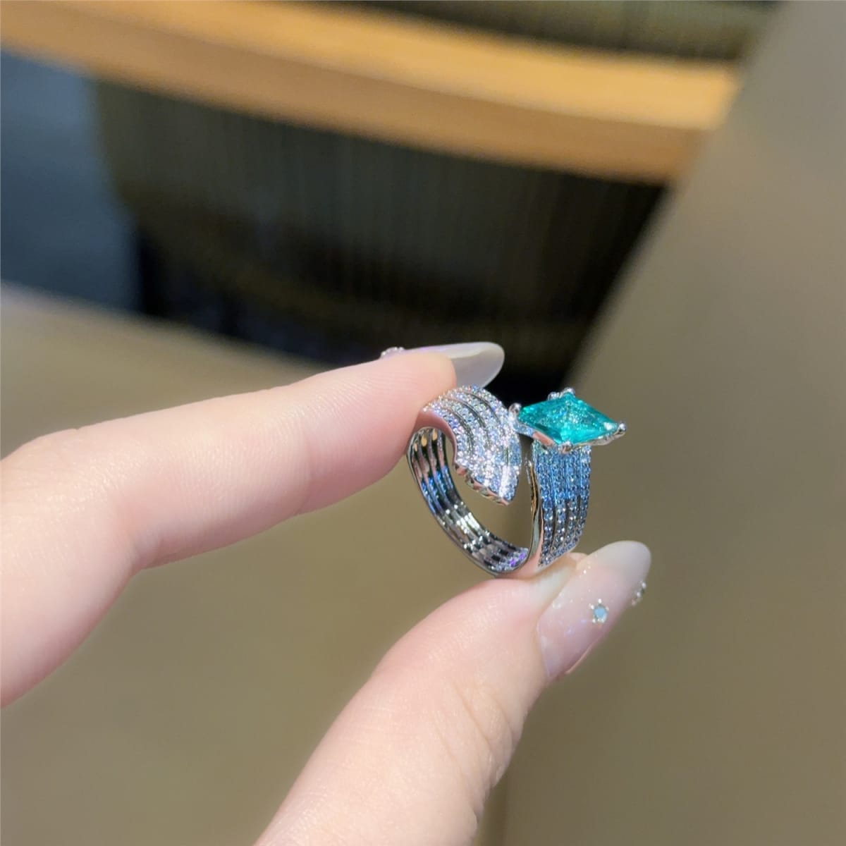 Paraiba Tourmaline Kite Cut Ring | Adjustable Anti-Tarnish | Rup Diamond