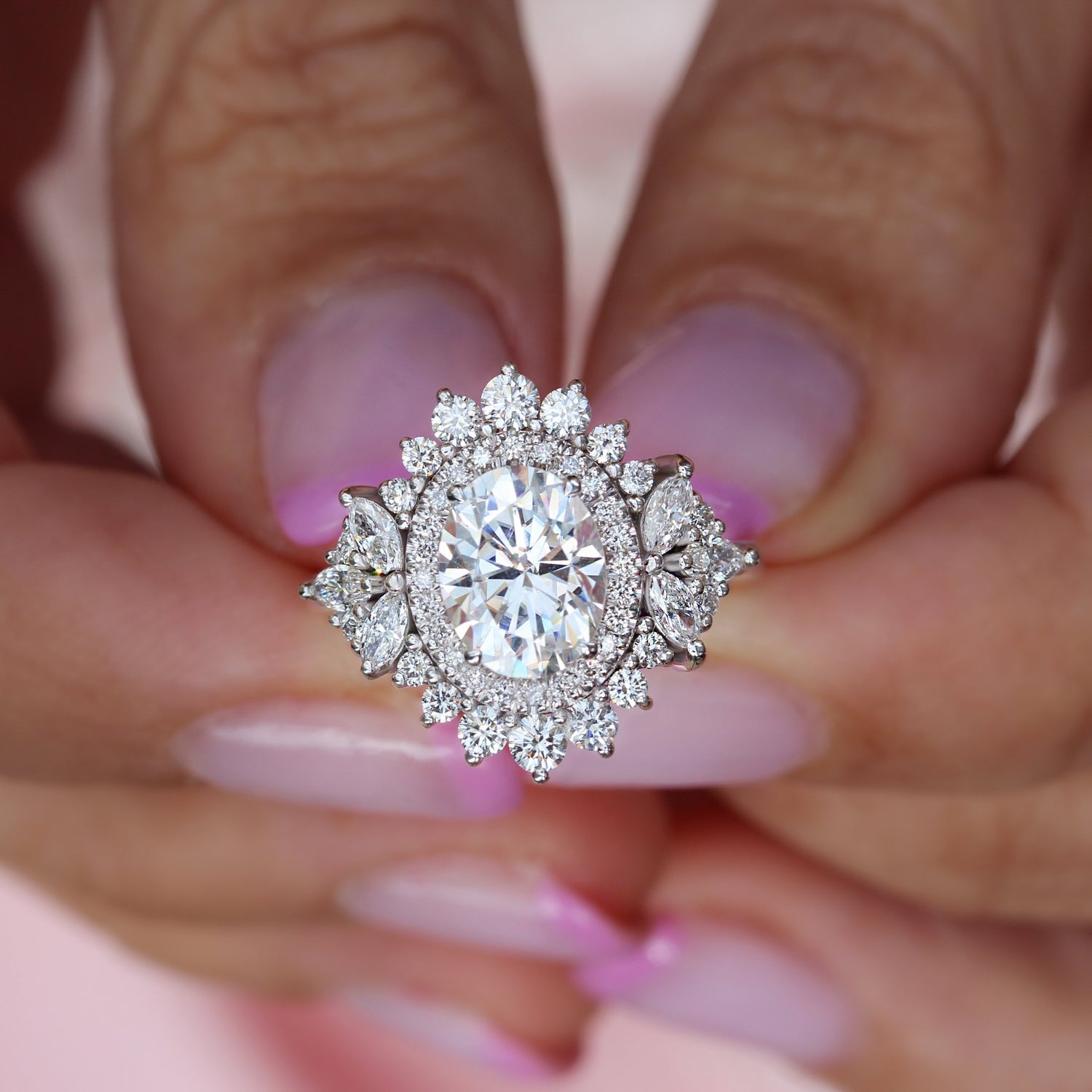 Rup Diamond Oval Halo 2.0ct Engagement Ring