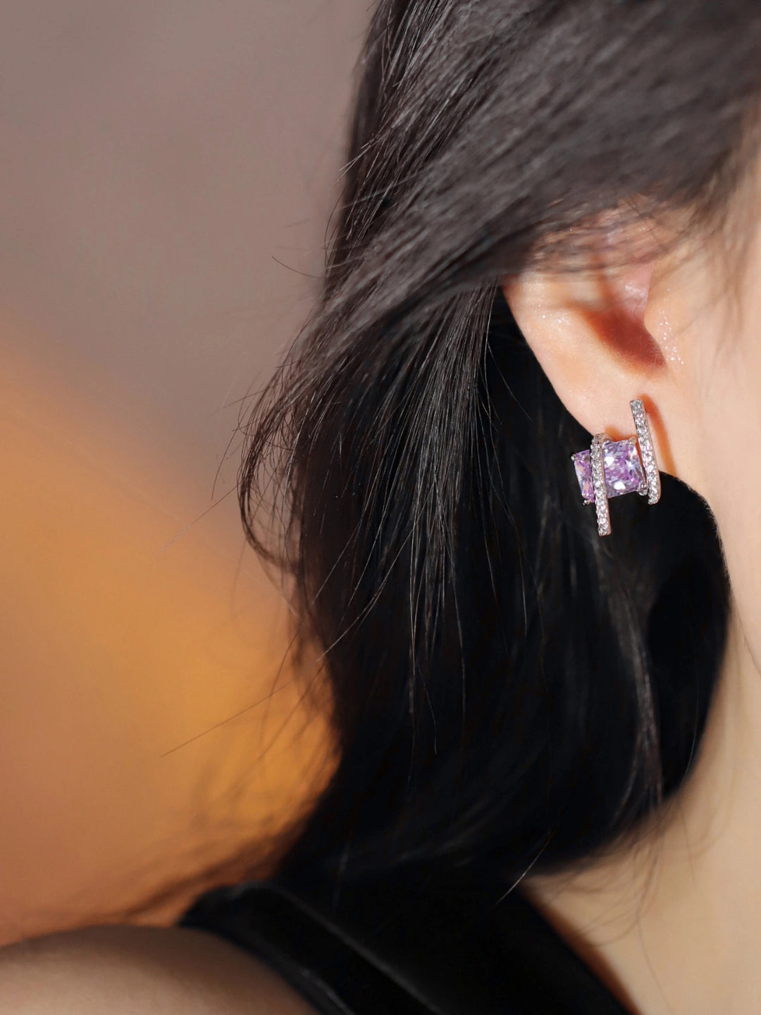 Purple Zircon Diamond Studs