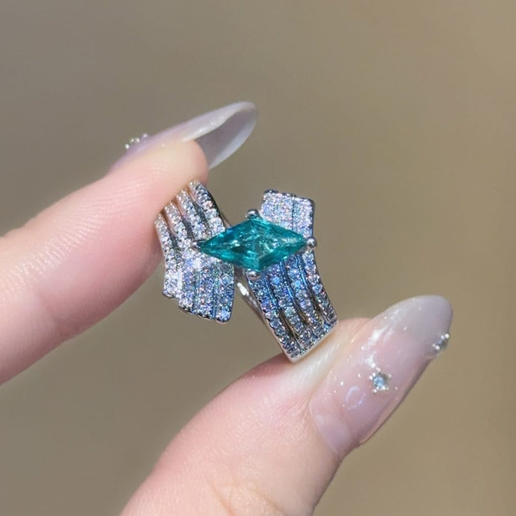 Paraiba Tourmaline Kite Cut Ring | Adjustable Anti-Tarnish | Rup Diamond