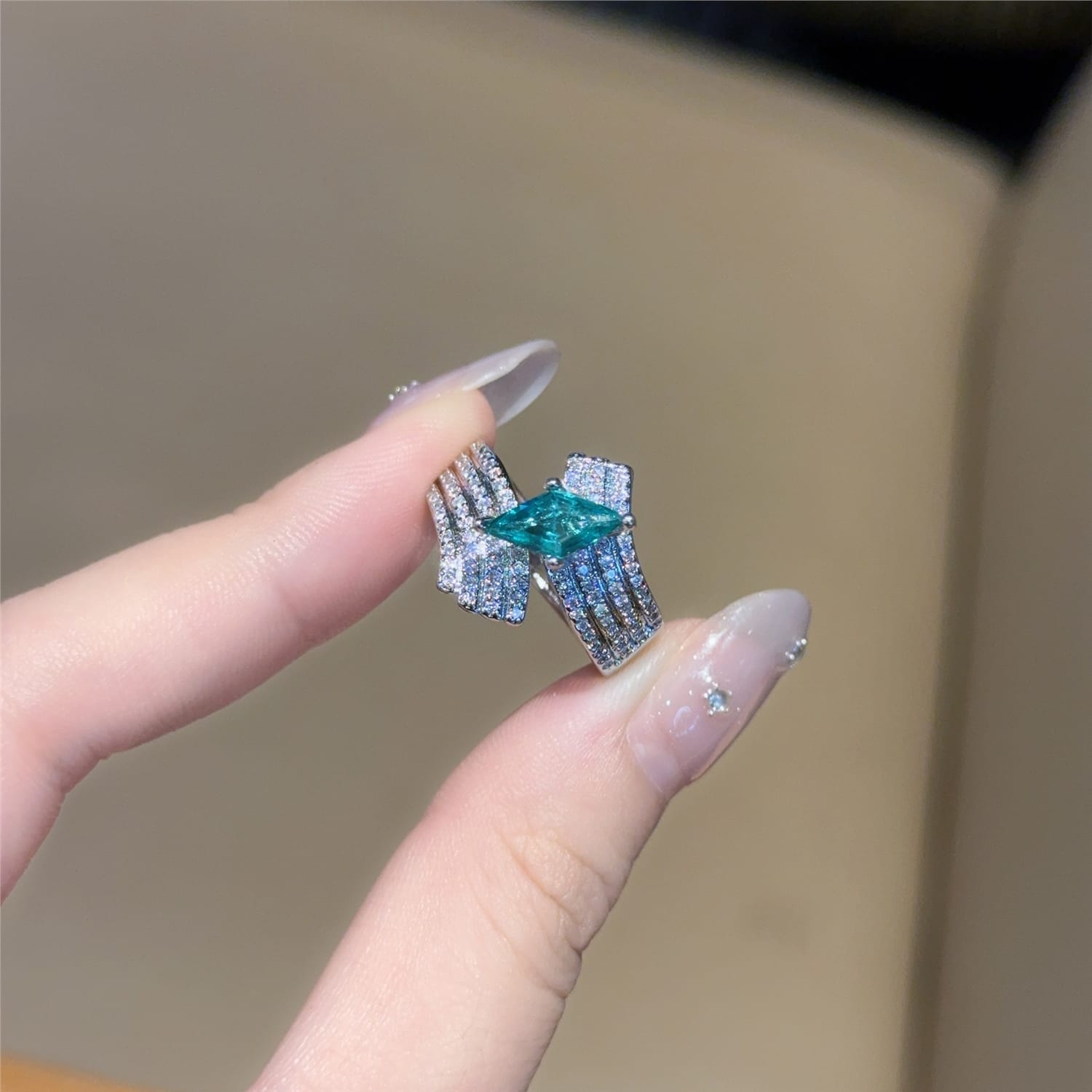 Paraiba Tourmaline Kite Cut Ring | Adjustable Anti-Tarnish | Rup Diamond