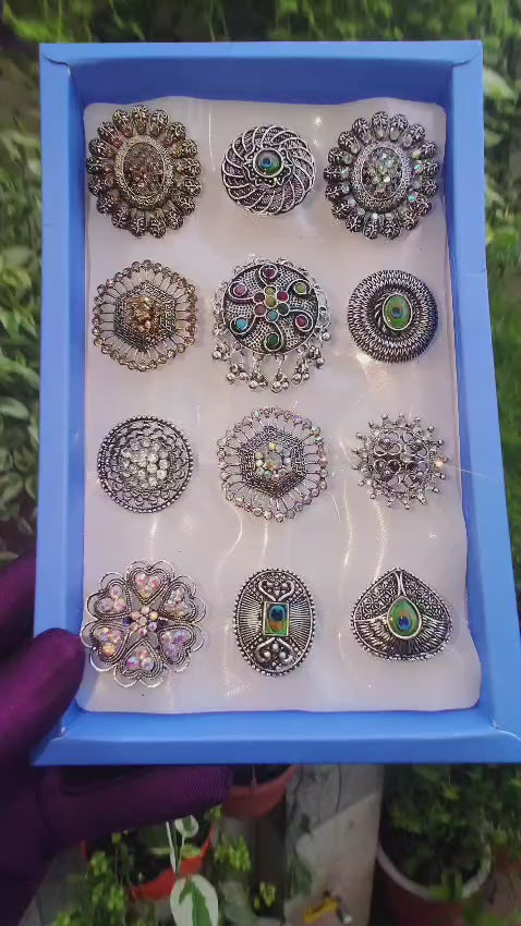 Navratri 12-Piece Ring Set | Festive Garba Jewellery – RUP Diamond