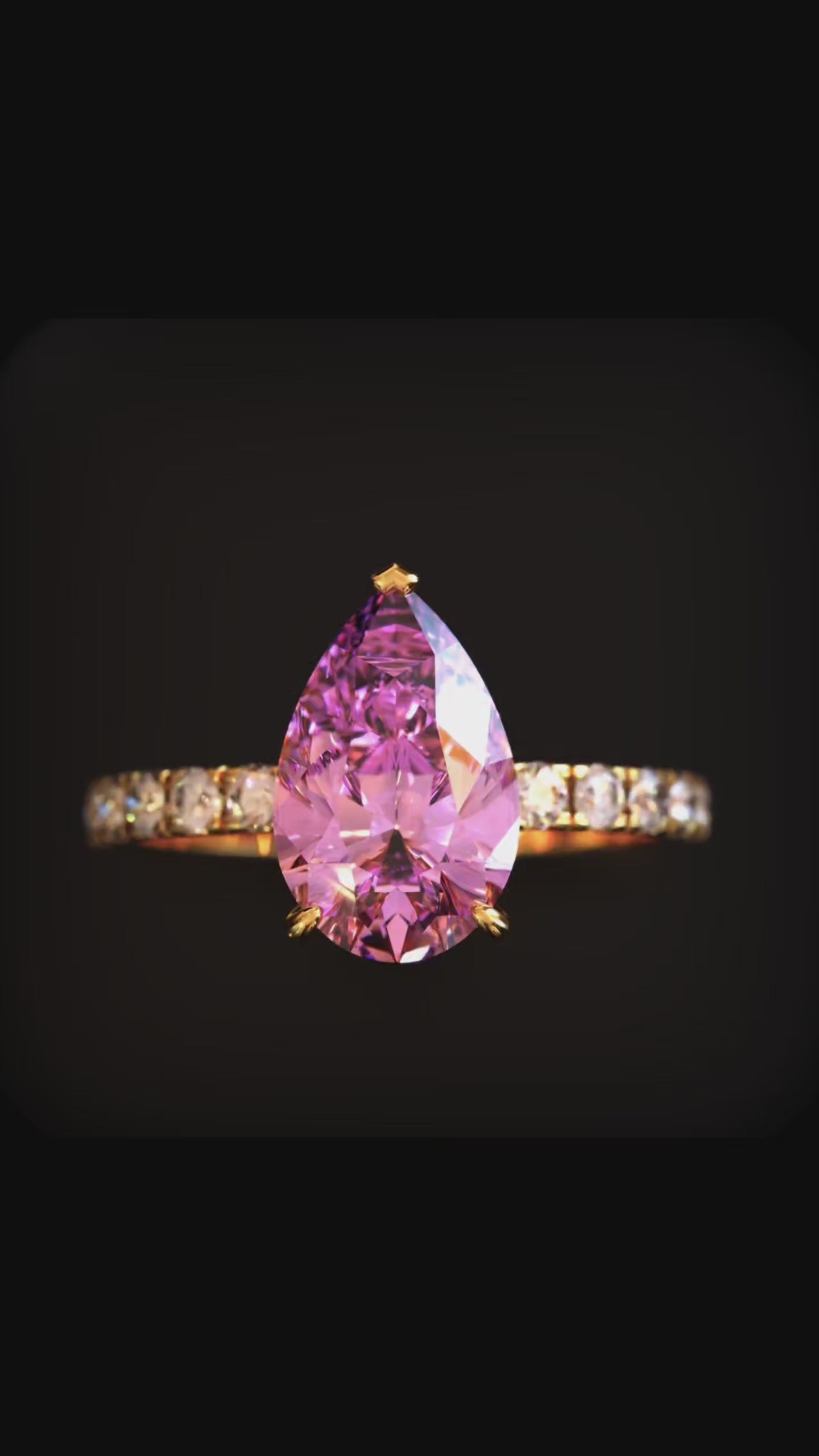 Pear Cut Ice Crush Pink Zircon Diamond Ring