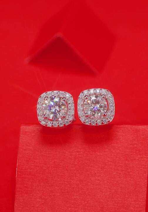 Cushion Cut Zircon Diamond Studs
