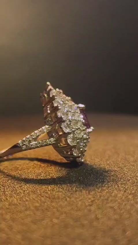 Amethyst Teardrop Halo Ring | Adjustable Purple Zircon Ring – Rup Diamond