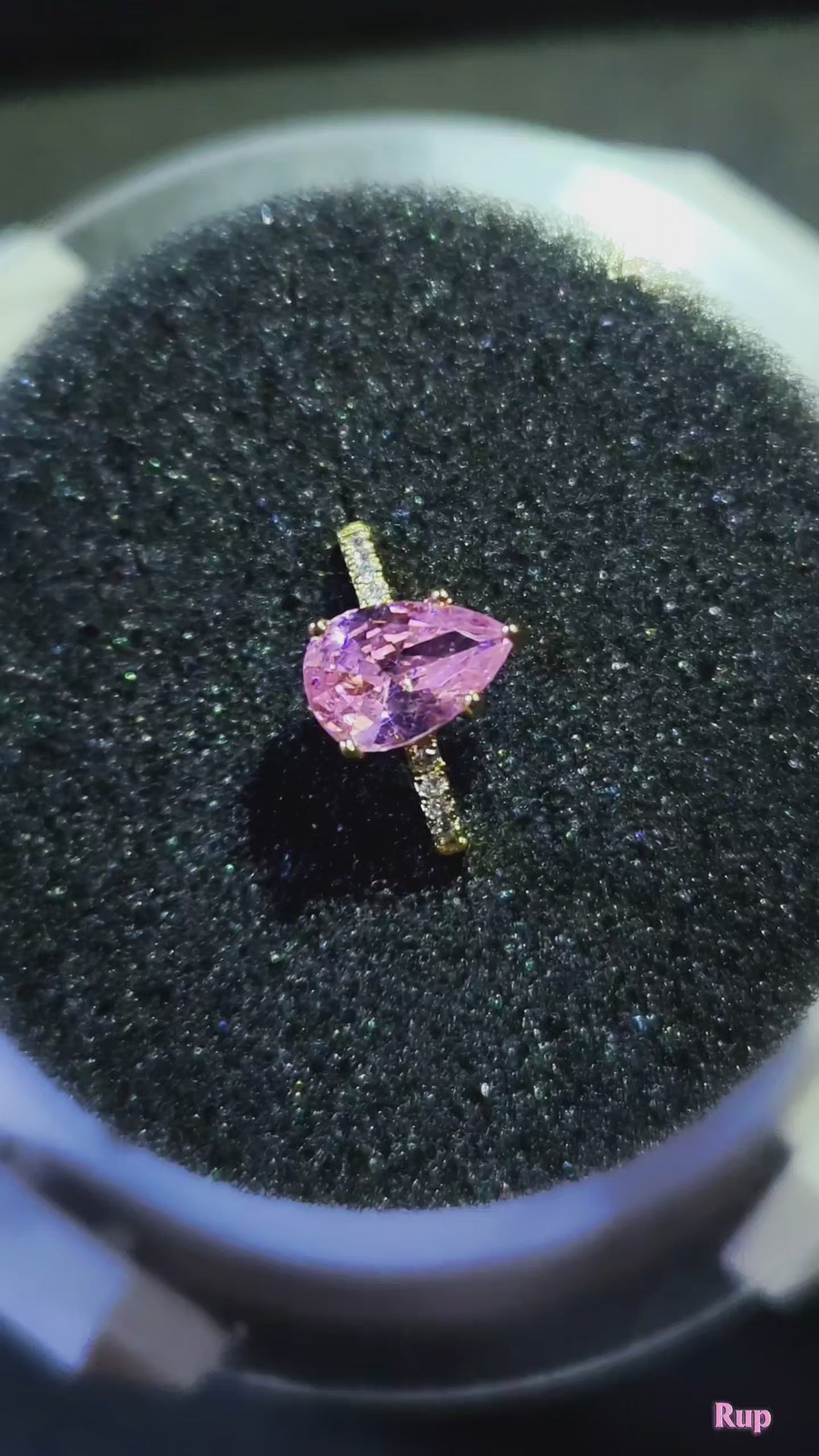 Pear Cut Ice Crush Pink Zircon Diamond Ring